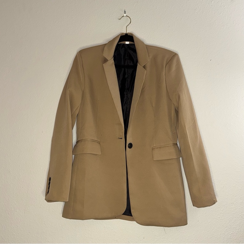 SHEIN Tan Single-Button Women's Blazer